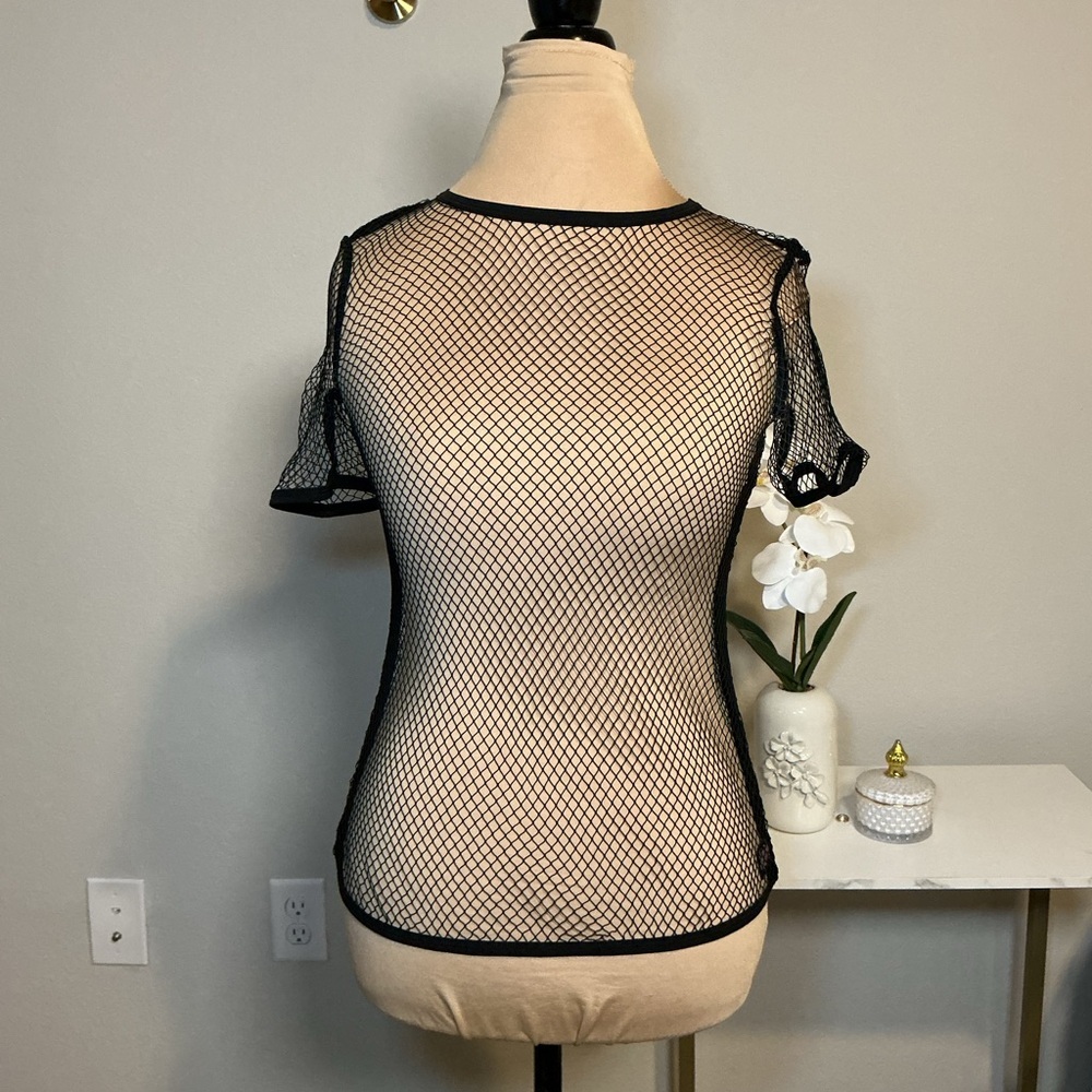 Victoria Secret Black Mesh Short Sleeve Top